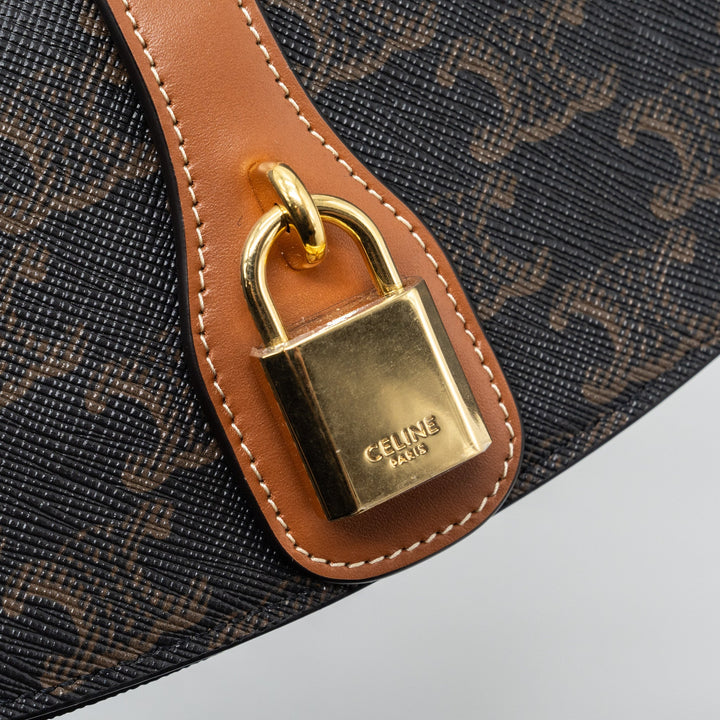 Celine Clutch On Strap Tabou Triomphe Canvas/ Calfskin Tan