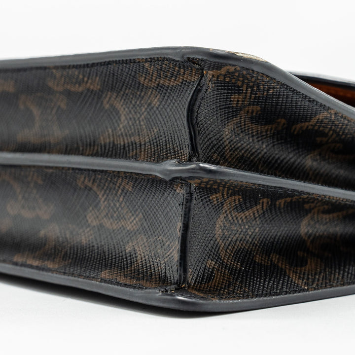 Top Quality Celine Wallet on strap Triomphe Canvas / Smooth Lambskin Tan