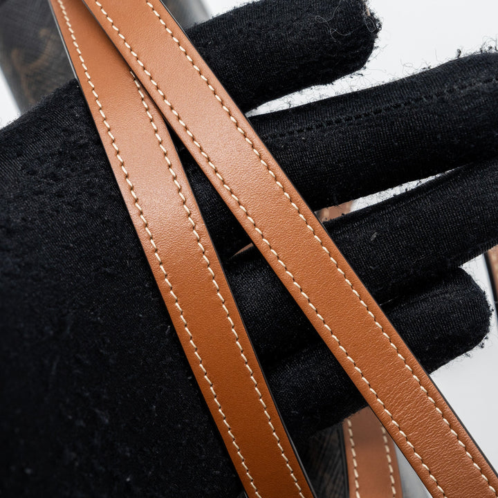 Celine Clutch On Strap Tabou Triomphe Canvas/ Calfskin Tan