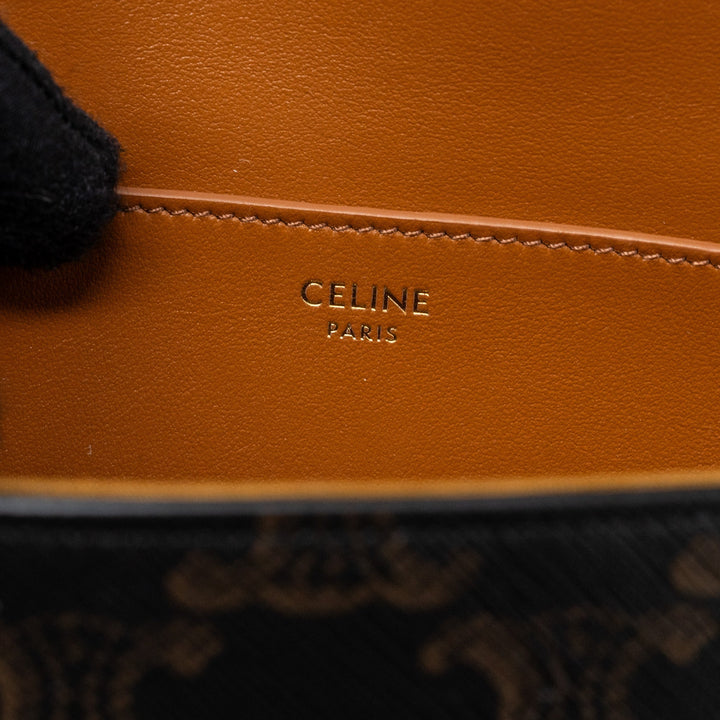 Celine Clutch On Strap Tabou Triomphe Canvas/ Calfskin Tan
