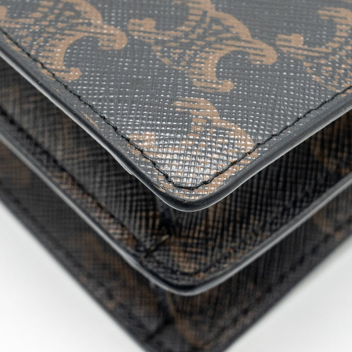 Top Quality Celine Wallet on strap Triomphe Canvas / Smooth Lambskin Tan
