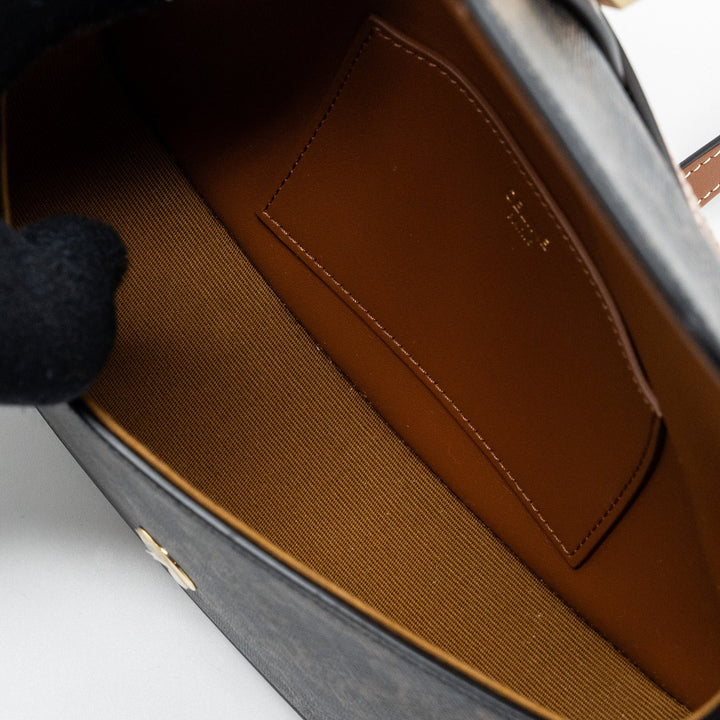 Celine Clutch On Strap Tabou Triomphe Canvas/ Calfskin Tan