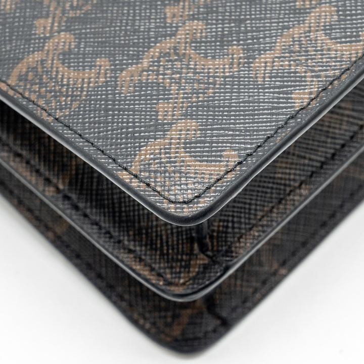 Top Quality Celine Wallet on strap Triomphe Canvas / Smooth Lambskin Tan