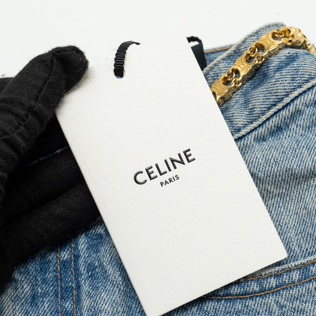 Top Quality Celine Size 25 Margaret Gourmettes Jeans Cotton in Union Wash Denim Blue