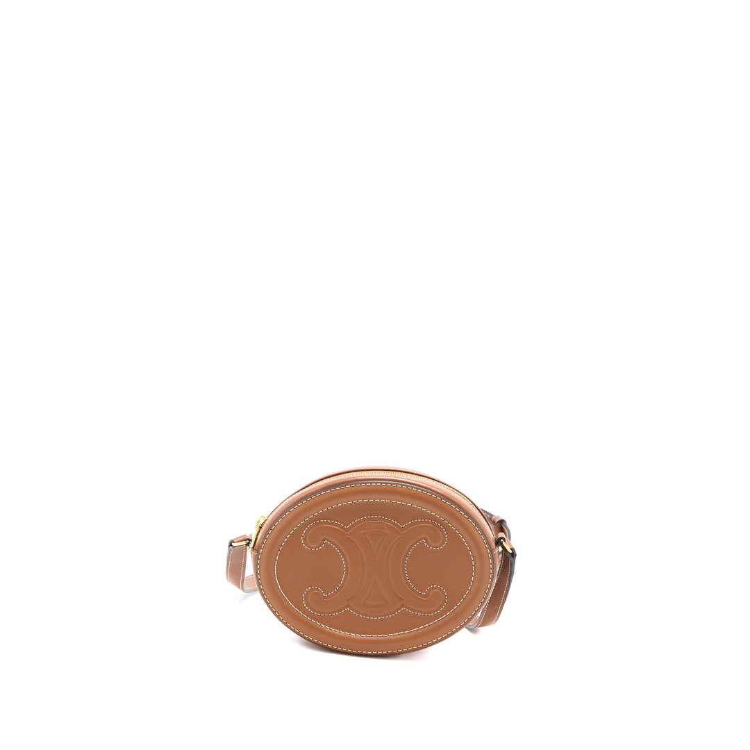 Celine Crossbody Oval Purse Cuirass Triomphe Smooth Calfskin Tan