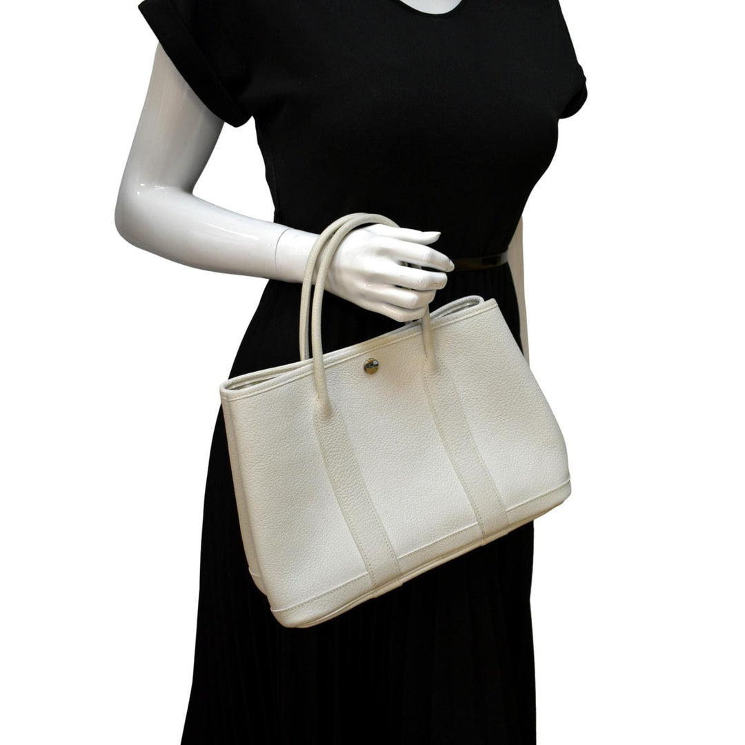 Top quality Hermes Garden Party Leather Tote Bag White