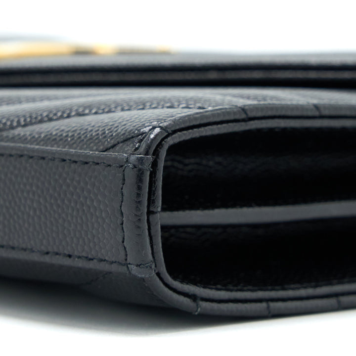 Saint Laurent Wallet On Chain Grained Calfskin Black GHW