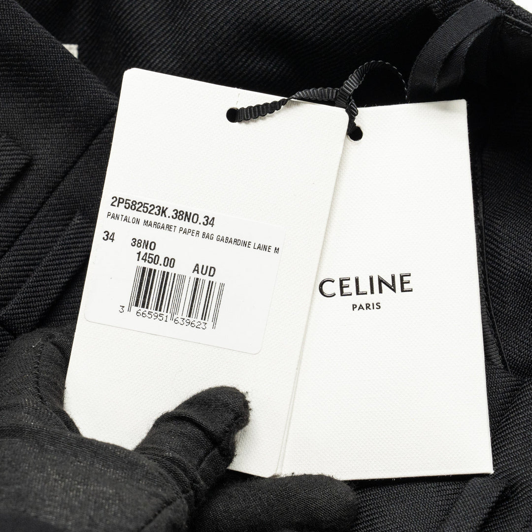 Top Quality Celine Size 34 Pantalon Margaret Gabardine Straight Pants Wool/Mohair Black