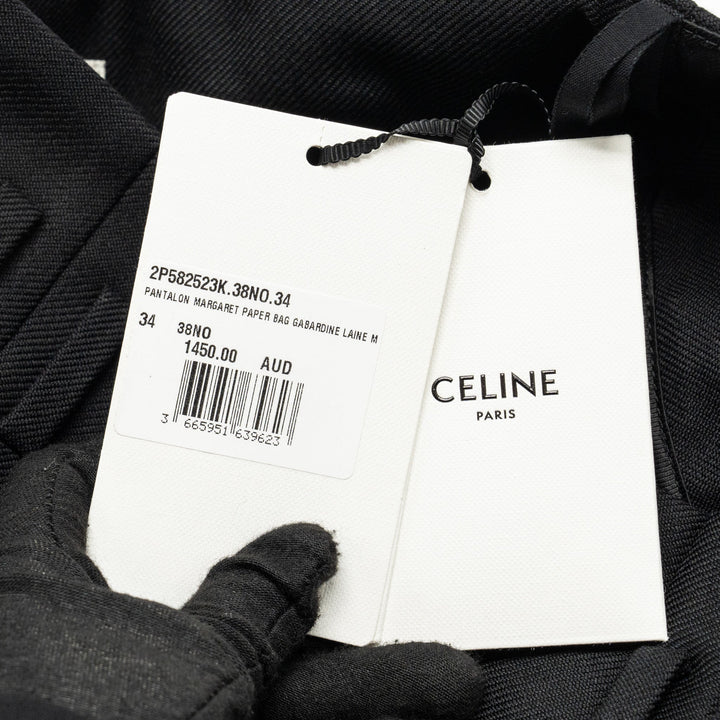 Top Quality Celine Size 34 Pantalon Margaret Gabardine Straight Pants Wool/Mohair Black