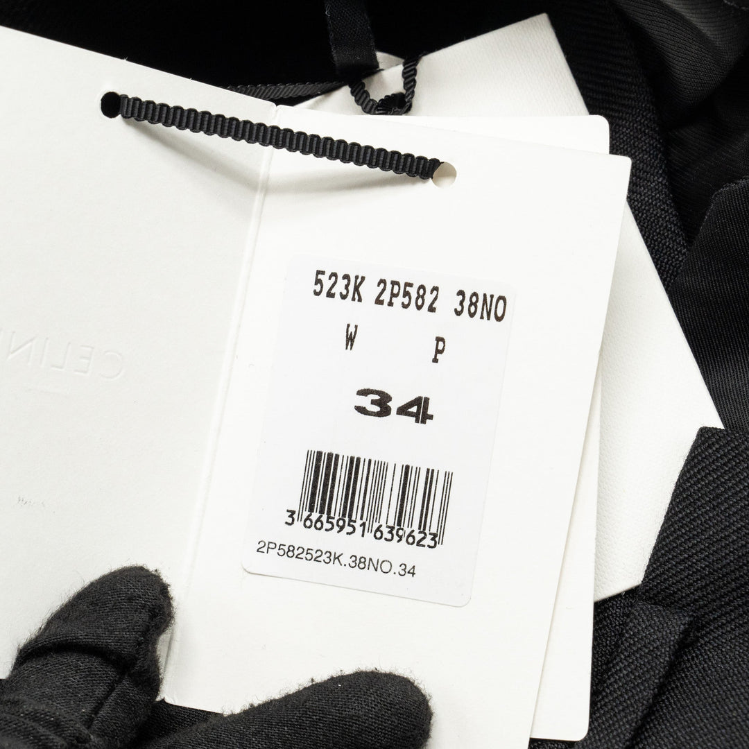 Celine Size 34 Pantalon Margaret Gabardine Straight Pants Wool/Mohair Black