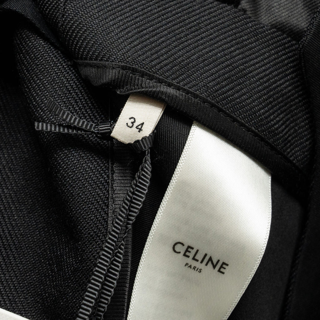 Top Quality Celine Size 34 Pantalon Margaret Gabardine Straight Pants Wool/Mohair Black