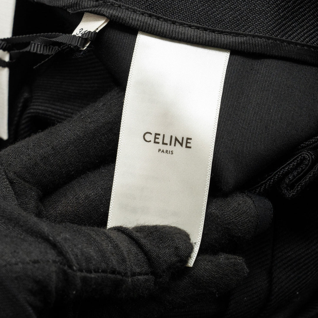 Top Quality Celine Size 34 Pantalon Margaret Gabardine Straight Pants Wool/Mohair Black