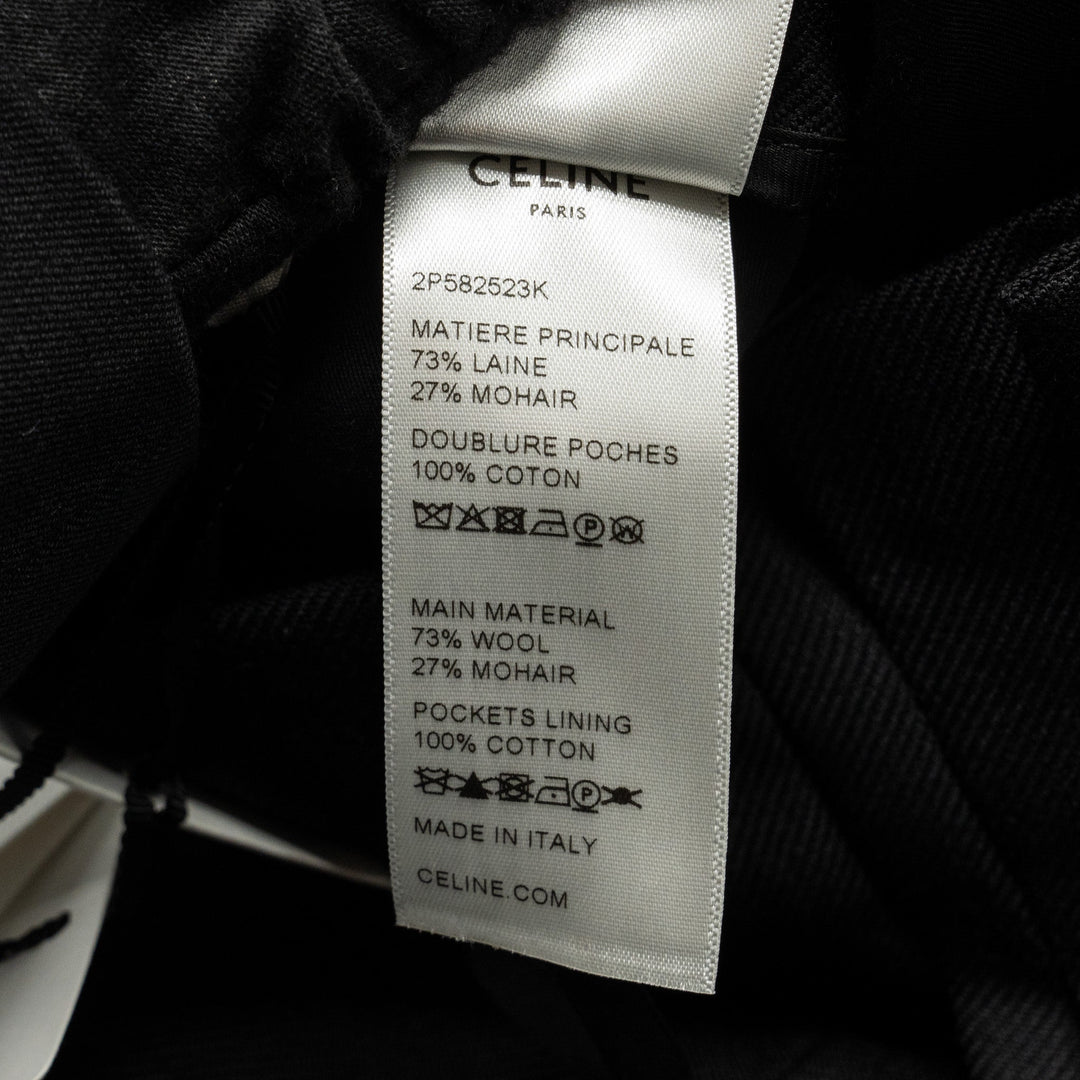 Top Quality Celine Size 34 Pantalon Margaret Gabardine Straight Pants Wool/Mohair Black
