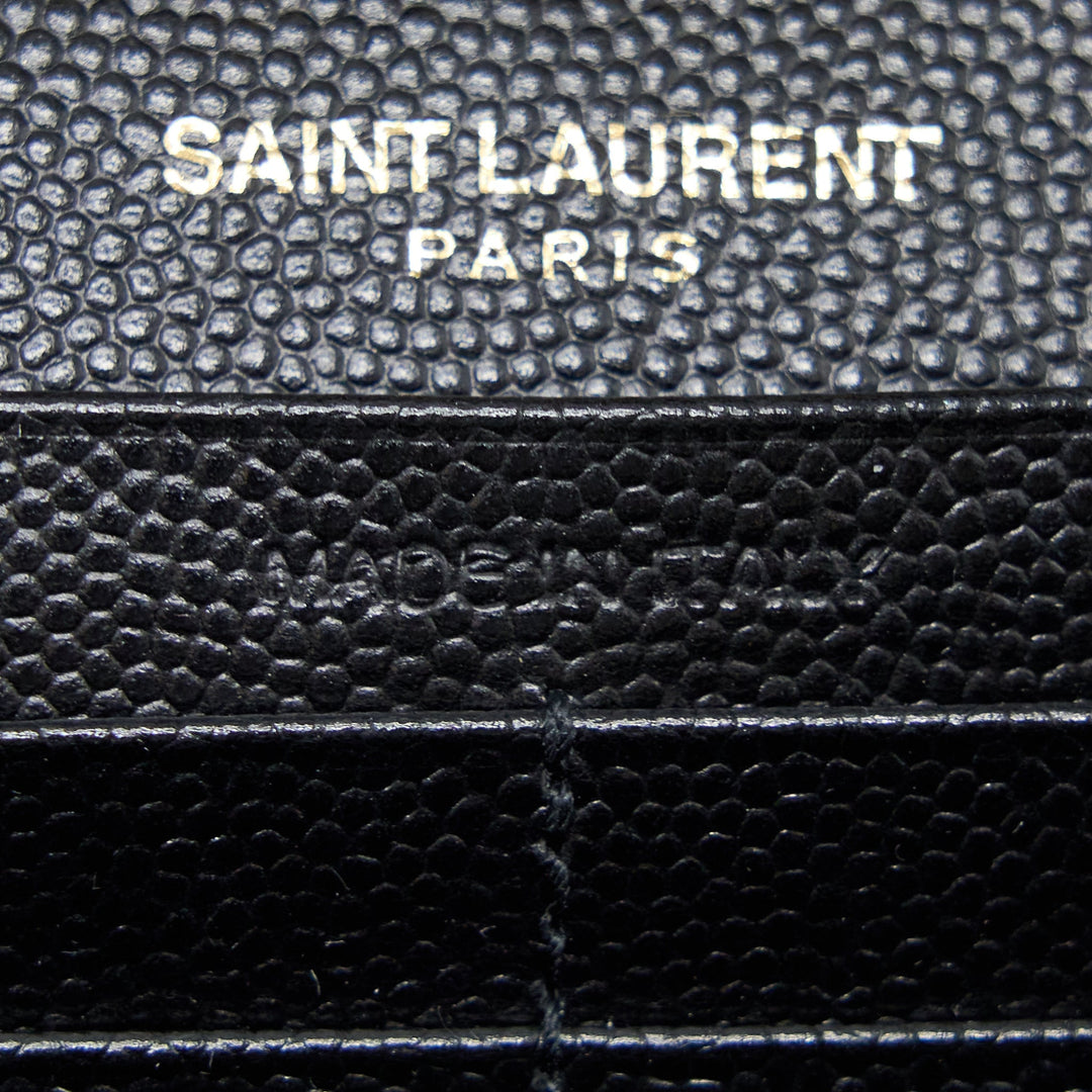 Saint Laurent Wallet On Chain Grained Calfskin Black GHW