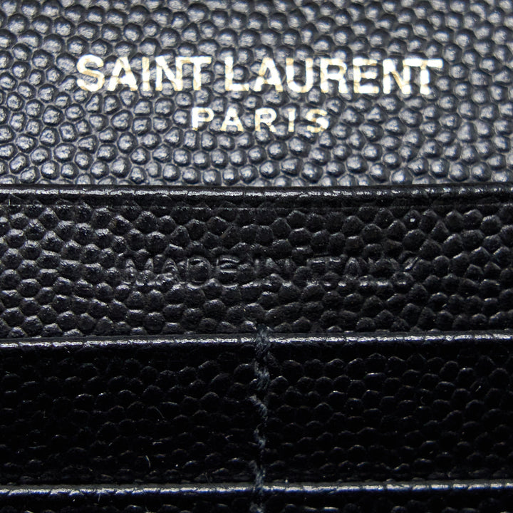 Saint Laurent Wallet On Chain Grained Calfskin Black GHW
