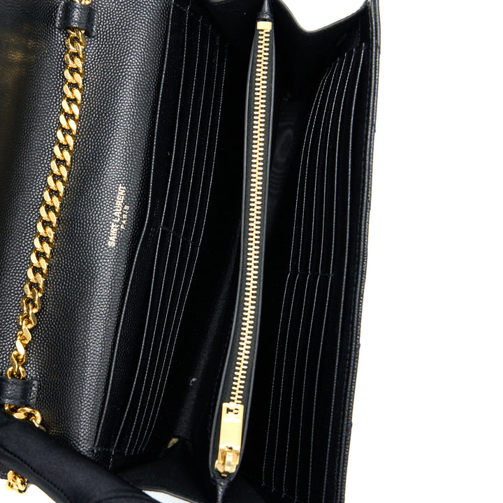 Saint Laurent Wallet On Chain Grained Calfskin Black GHW