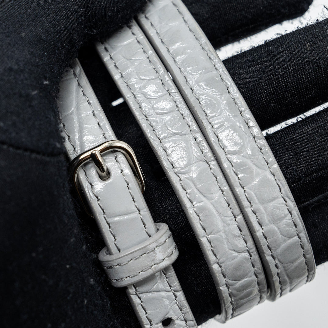 Top Quality Balenciaga XXS Everyday Tote Bag CROC-EMBOSSED calfskin Grey SHW