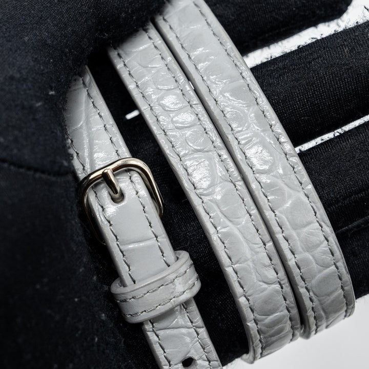 Top Quality Balenciaga XXS Everyday Tote Bag CROC-EMBOSSED calfskin Grey SHW
