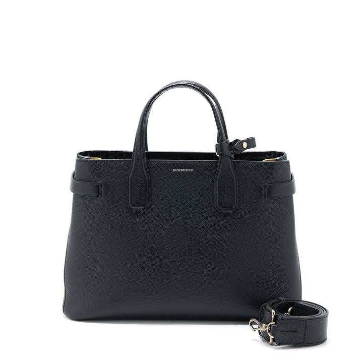 Burberry The Medium Banner Bag Calfskin Black/Multicolour SHW