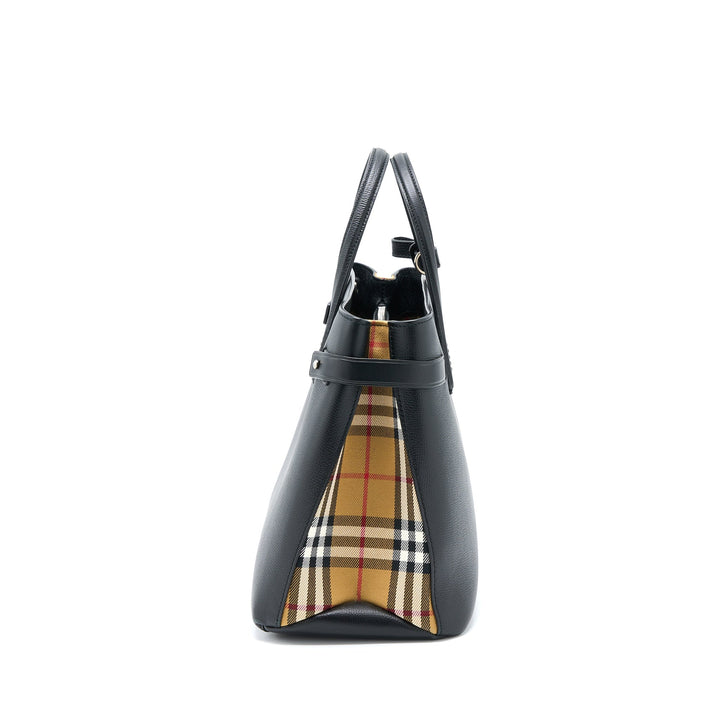 Burberry The Medium Banner Bag Calfskin Black/Multicolour SHW