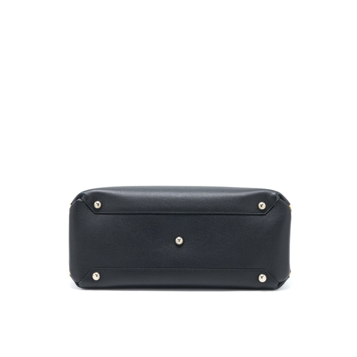 Burberry The Medium Banner Bag Calfskin Black/Multicolour SHW