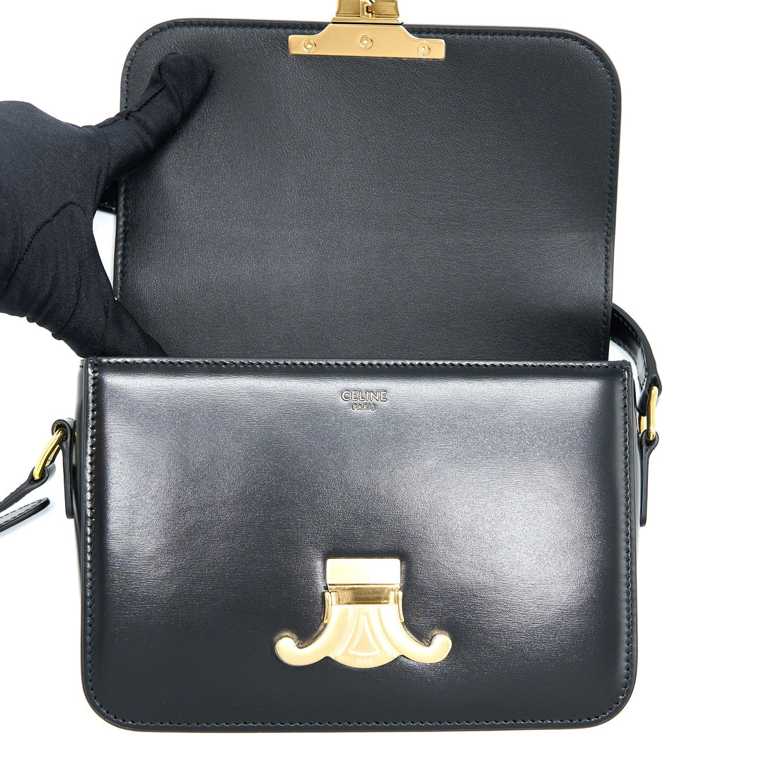 Top Quality Celine Teen Triomphe Bag In Shiny Calfskin Black