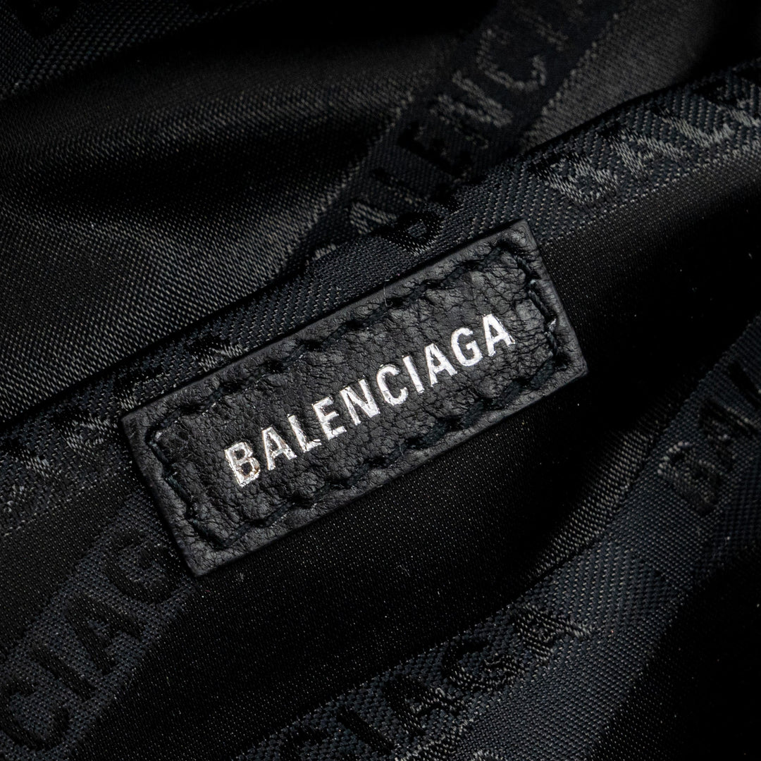 Top Quality Balenciaga SOUVENIR BELT BAG Croc-Embossed Calfskin Black GHW