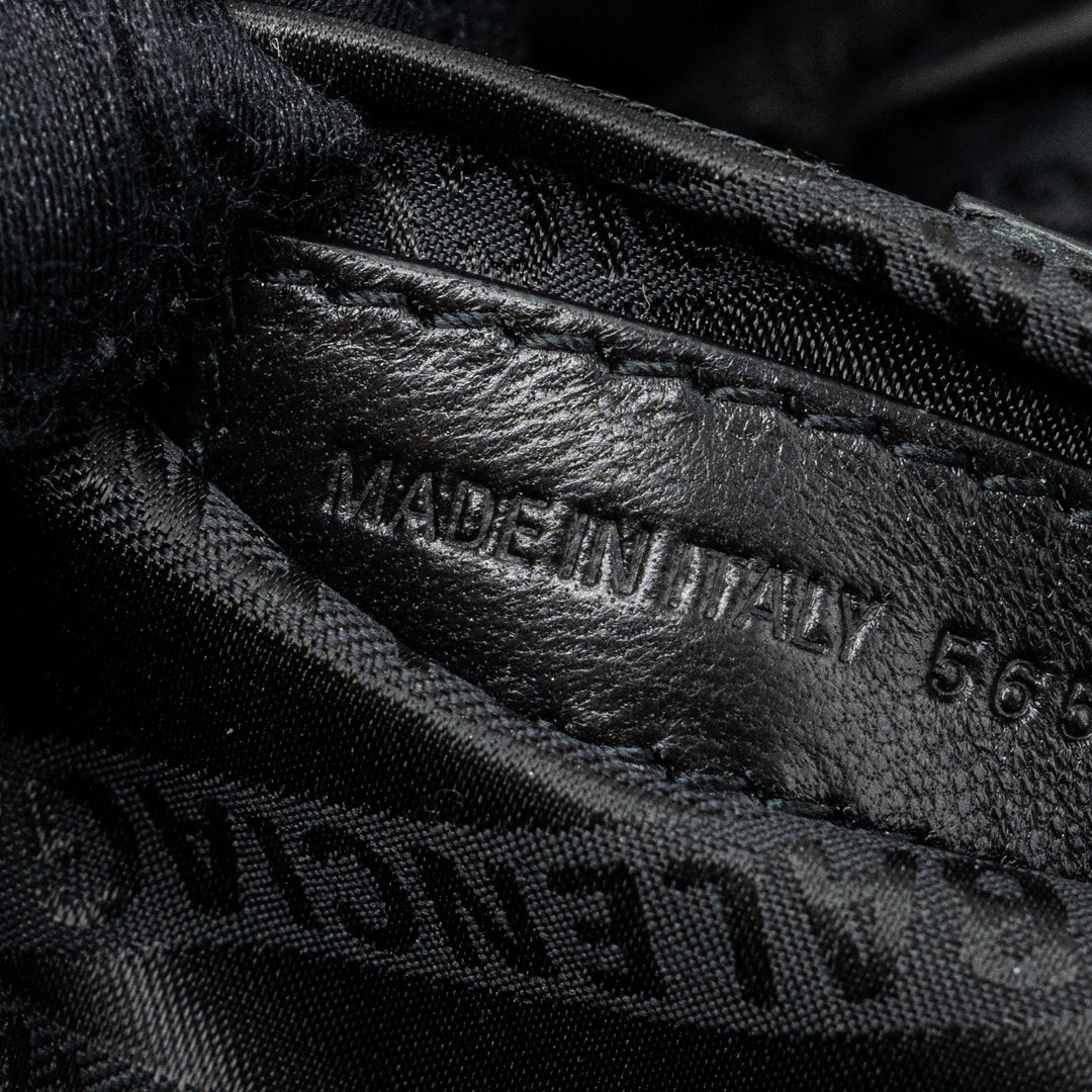 Top Quality Balenciaga SOUVENIR BELT BAG Croc-Embossed Calfskin Black GHW