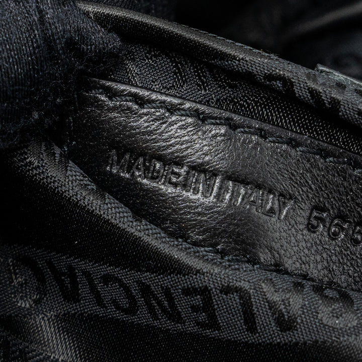 Top Quality Balenciaga SOUVENIR BELT BAG Croc-Embossed Calfskin Black GHW