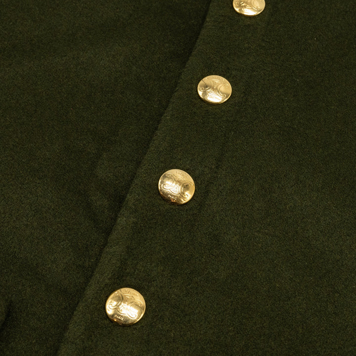 Celine Size 34 Cashmere Jacket With Gold Button Kahki