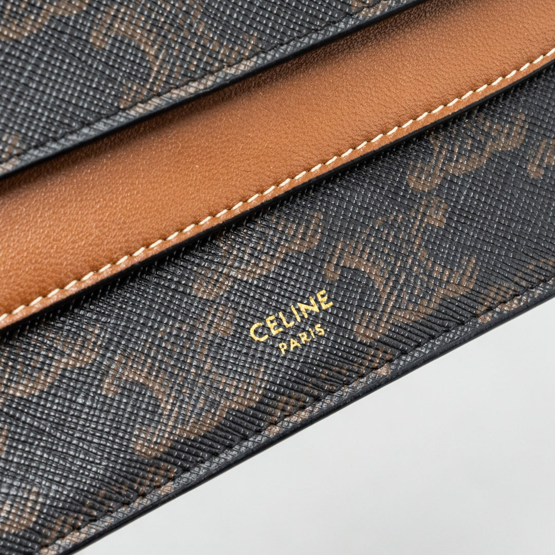 Top Quality Celine Wallet on Strap Triomphe Canvas/Smooth Lambskin TAN