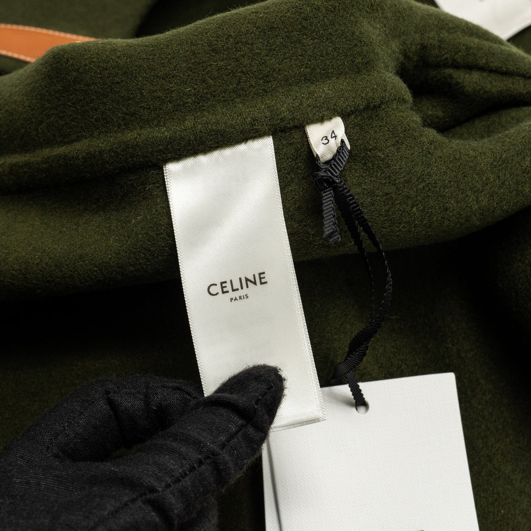 Top Quality Celine Size 34 Cashmere Jacket With Gold Button Kahki