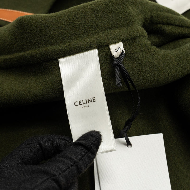 Celine Size 34 Cashmere Jacket With Gold Button Kahki