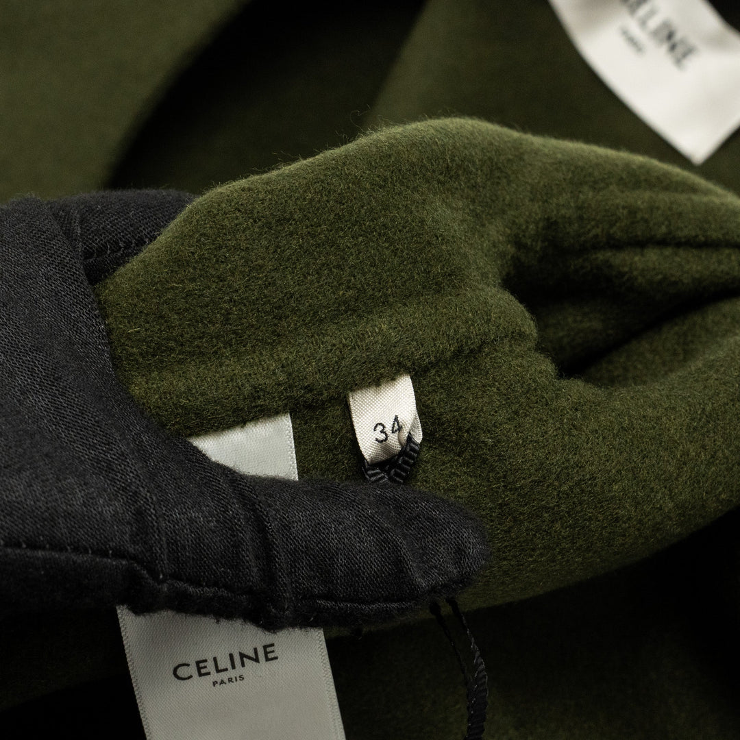 Celine Size 34 Cashmere Jacket With Gold Button Kahki