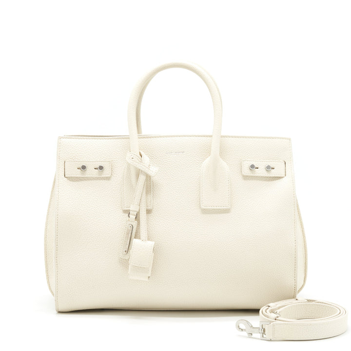 Saint Laurent (YSL) Sac De Jour Tote Bag Calfskin White SHW