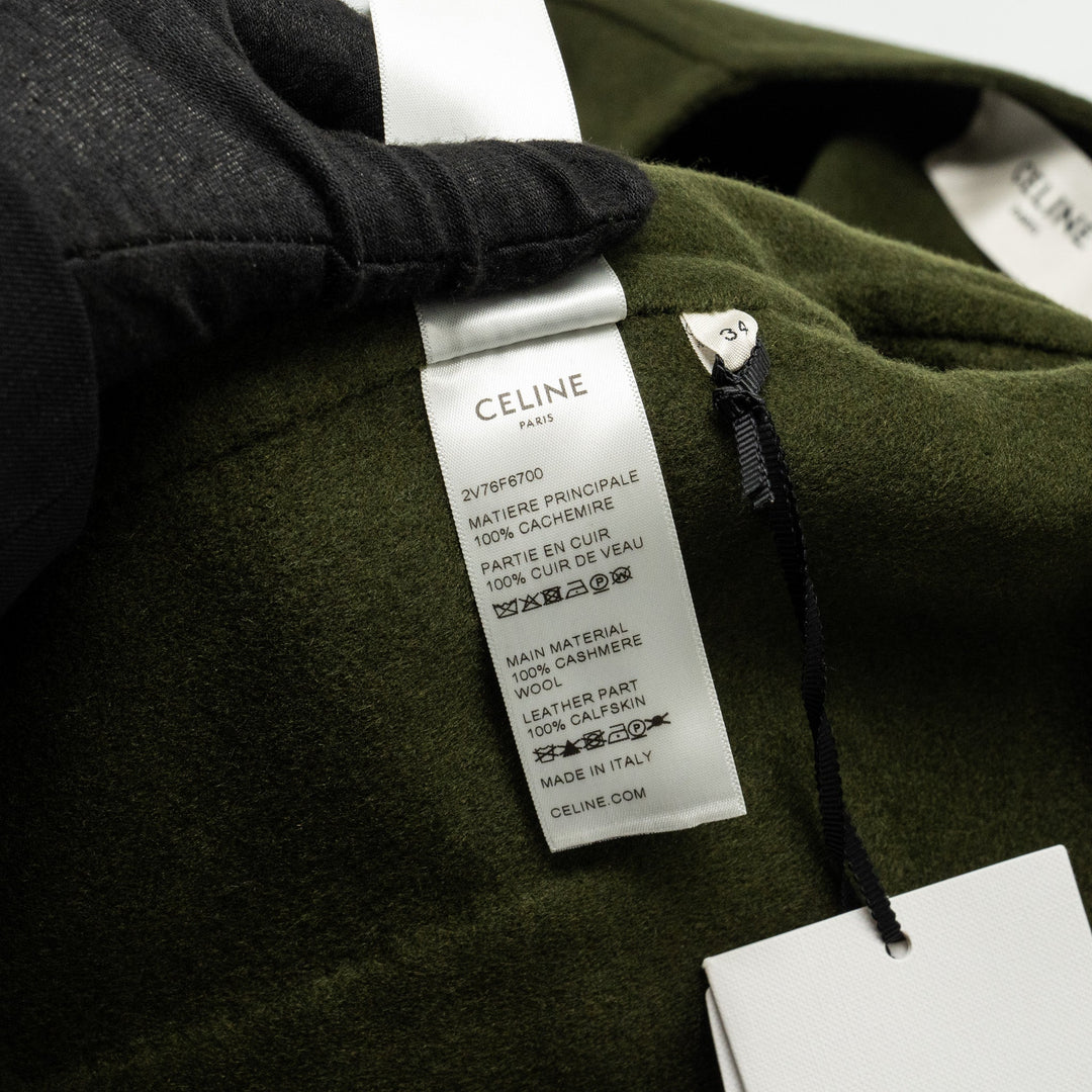 Celine Size 34 Cashmere Jacket With Gold Button Kahki
