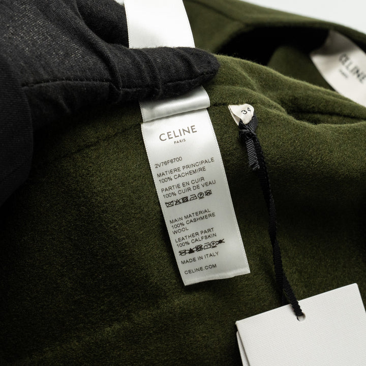 Celine Size 34 Cashmere Jacket With Gold Button Kahki