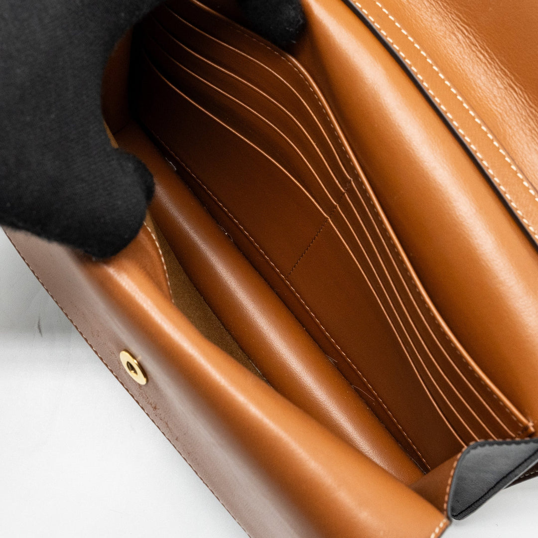 Top Quality Celine Wallet on Strap Triomphe Canvas/Smooth Lambskin TAN