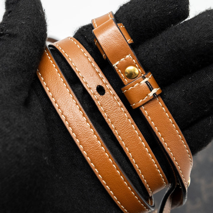 Top Quality Celine Wallet on Strap Triomphe Canvas/Smooth Lambskin TAN