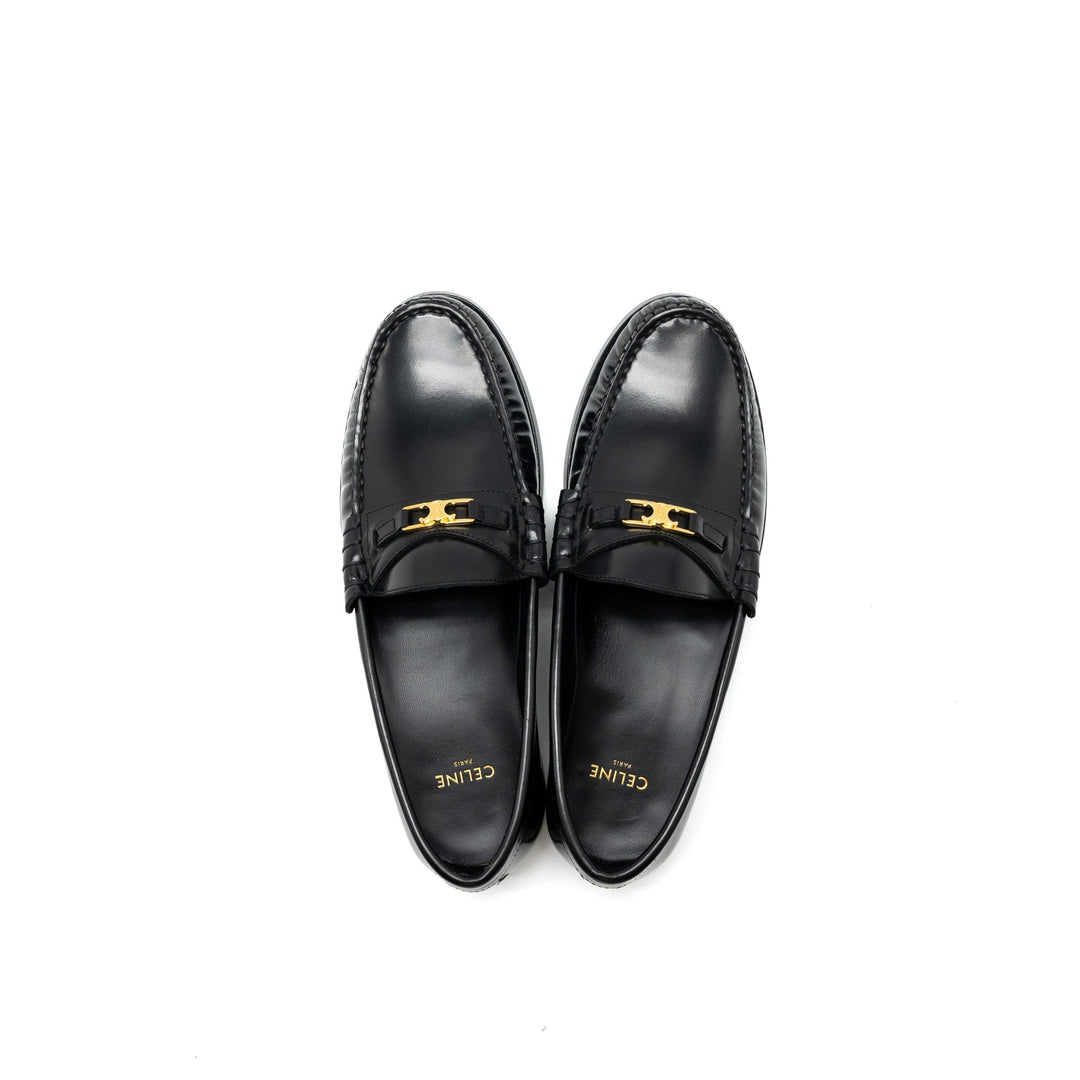 Top Quality Celine Size 37 Luco Triomphe Loafer Calfskin Black
