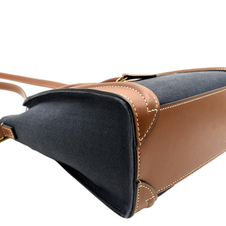 Celine Luggage Denim Leather Tote Crossbody Bag Bicolor