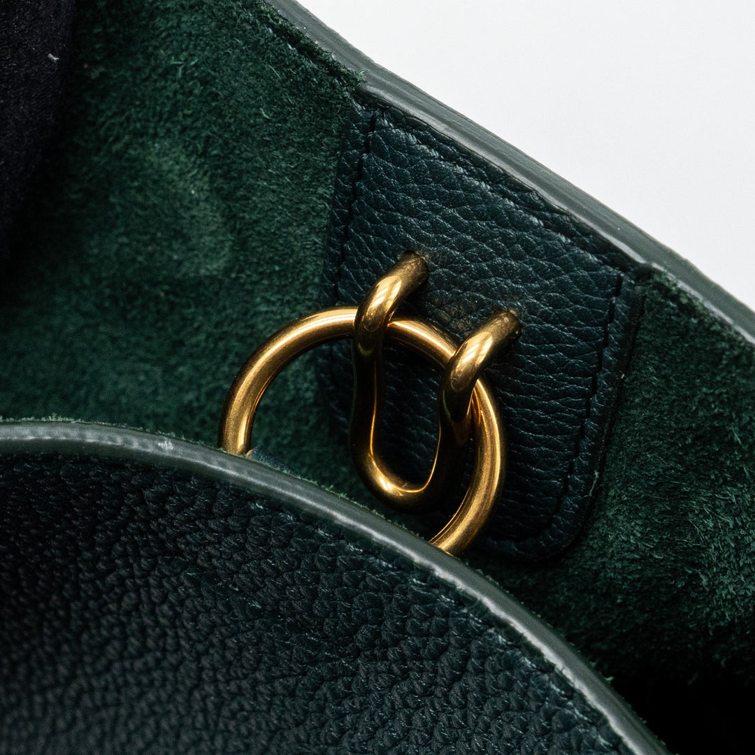 Top Quality Celine SMALL SANGLE BUCKET BAG CALFSKIN DARK GREEN