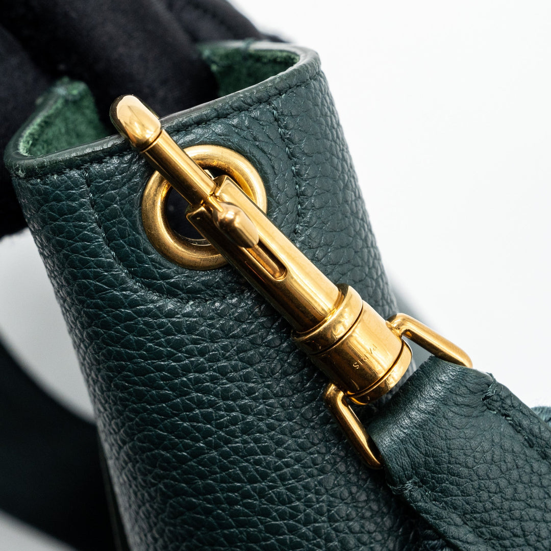 Top Quality Celine SMALL SANGLE BUCKET BAG CALFSKIN DARK GREEN