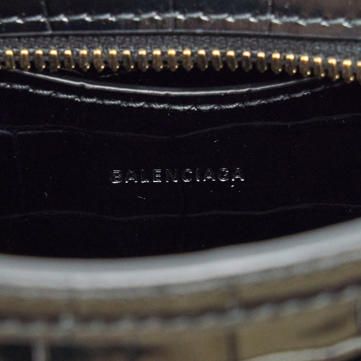 Top Quality Balenciaga Nano Neo Classic City Bag Croc-Embossed Calfskin Black GHW