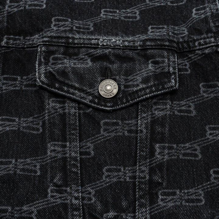 Top Quality Balenciaga size XS oversized logo-print denim jacket black