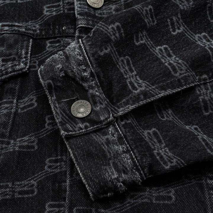 Top Quality Balenciaga size XS oversized logo-print denim jacket black