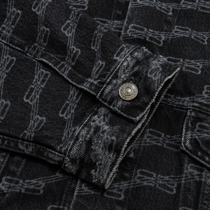 Top Quality Balenciaga size XS oversized logo-print denim jacket black