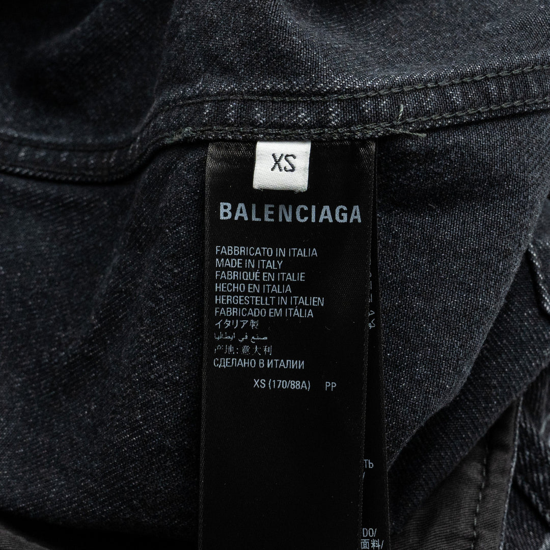 Top Quality Balenciaga size XS oversized logo-print denim jacket black