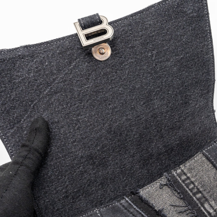 Top Quality Balenciaga medium hourglass bag limited edition denim black/multicolour SHW