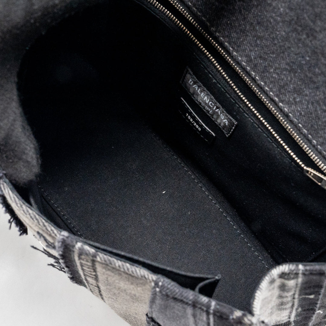 Top Quality Balenciaga medium hourglass bag limited edition denim black/multicolour SHW